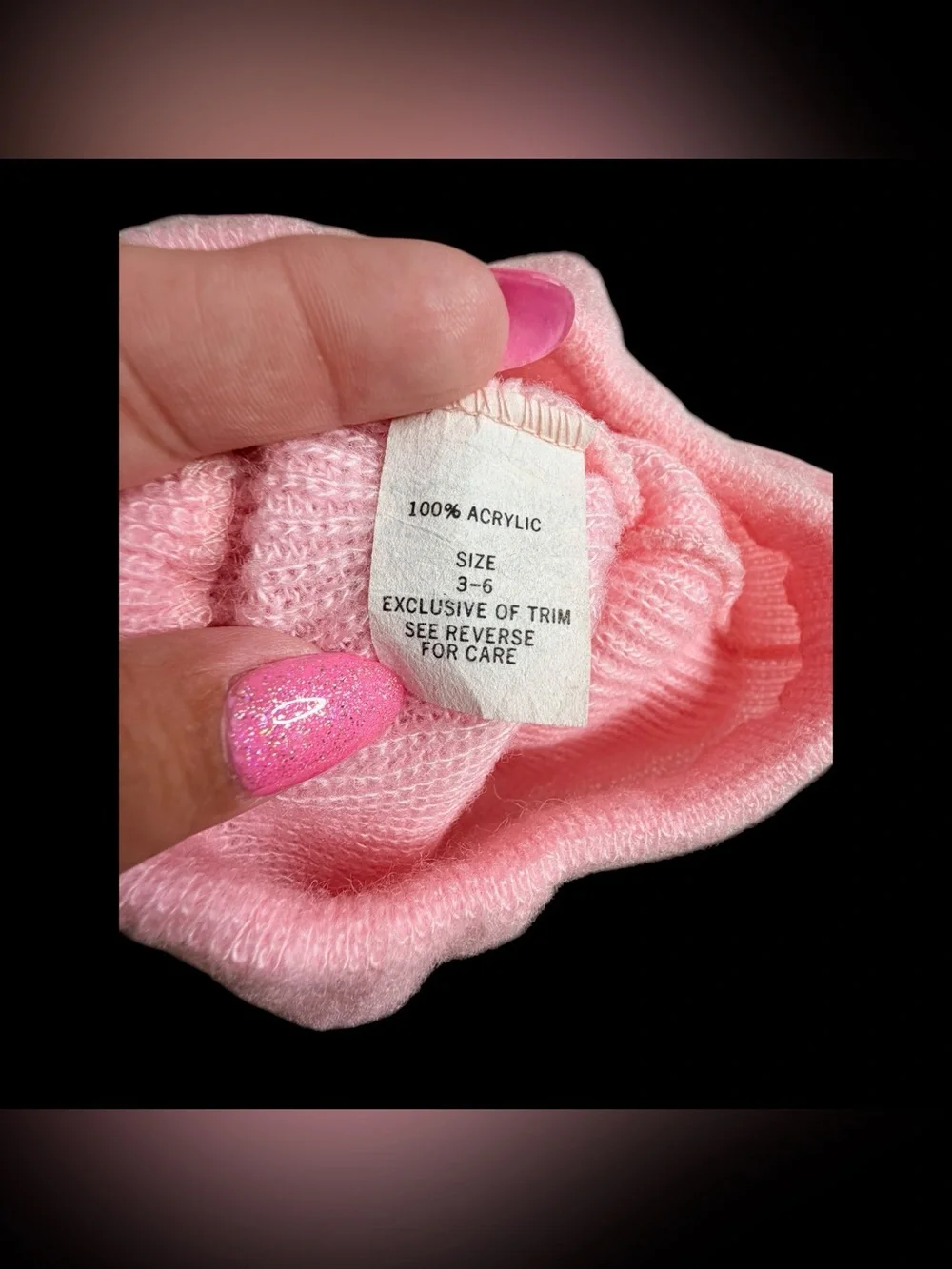 VTG 1980s Doe Spun Baby Girl Pink Knit Sweater Set 3-6 Months Ballet Slippers